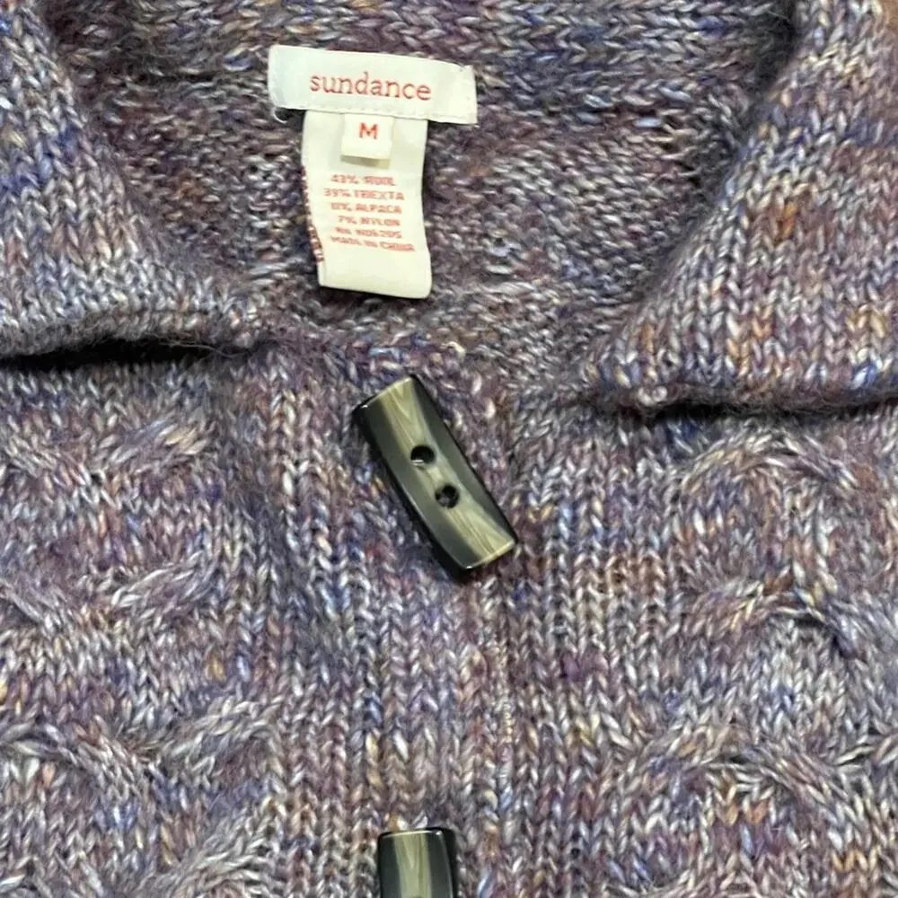 Sundance Alpaca Wool Blend Cable Knit Toggle Cardigan Sweater Medium Cozy